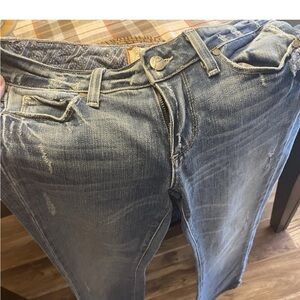 PAIGE Blue Jeans with Patterned Trim‎